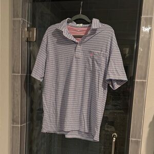 Johnnie O Striped Polo Shirt - Pink and Blue